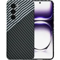 Custodia per Oppo Reno12, Techsuit, Carbonite FiberShell, Nero Grigio — 3