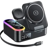 Caricabatterie Stazione Yesido DS38 Display QI 3in1, 65W, 3A, 1 x USB-A - 2 x USB-C, Nero — 3