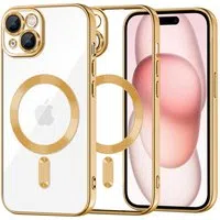 Custodia MagSafe per Apple iPhone 15, Techsuit, Luxury Crystal, Dorata — 3