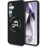Custodia MagSafe per Samsung Galaxy S25 S931, Karl Lagerfeld, Silicone Double Heads, Nera — 3