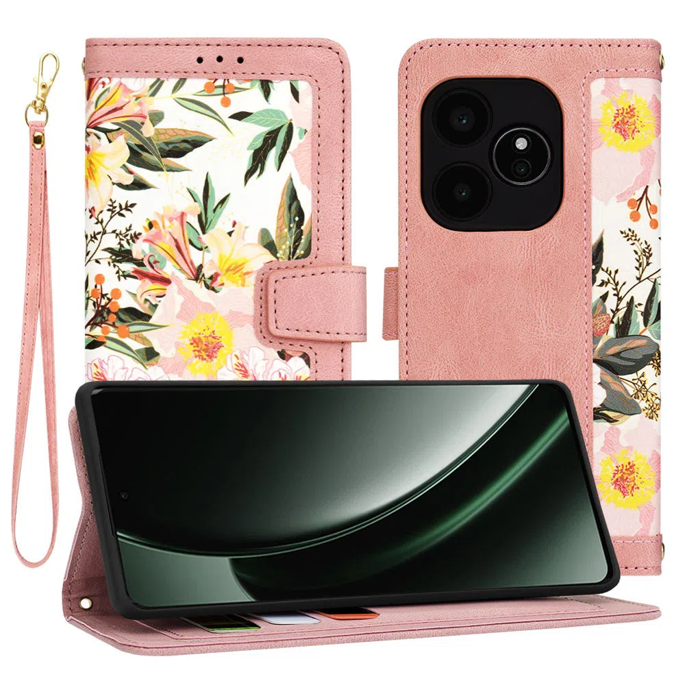 Custodia per Realme GT 6T / GT 6, Techsuit, FlipCraft, Rosa — 2