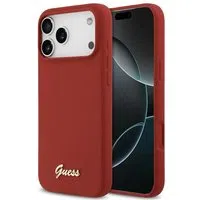Custodia MagSafe per Apple iPhone 17 Pro Max, Guess, Script Metal Logo, Rossa — 3
