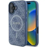 Custodia MagSafe per Apple iPhone 16, Guess, 4G Ring Classic Logo, Blu — 3