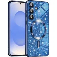 Custodia MagSafe per Samsung Galaxy S25 S931, Techsuit, Luxury Glitter, Blu Scuro — 3