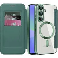 Custodia MagSafe per Samsung Galaxy A37 5G, Techsuit, SmartMag Book, Verde — 3