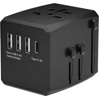Caricabatterie da Rete Techsuit HHT904-B1 Travel, 15W, 3A, 3 x USB-A - 1 x USB-C, Nero — 3