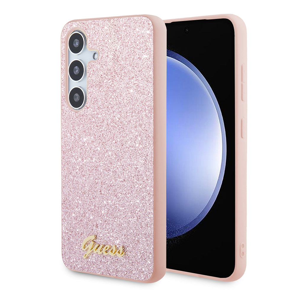 Guess Custodia per Samsung Galaxy S24+ S926, Guess, Glitter Script, Rosa