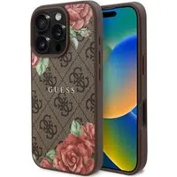 Custodia MagSafe per Apple iPhone 16 Pro Max, Guess, 4G Flowers Print, Marrone — 3
