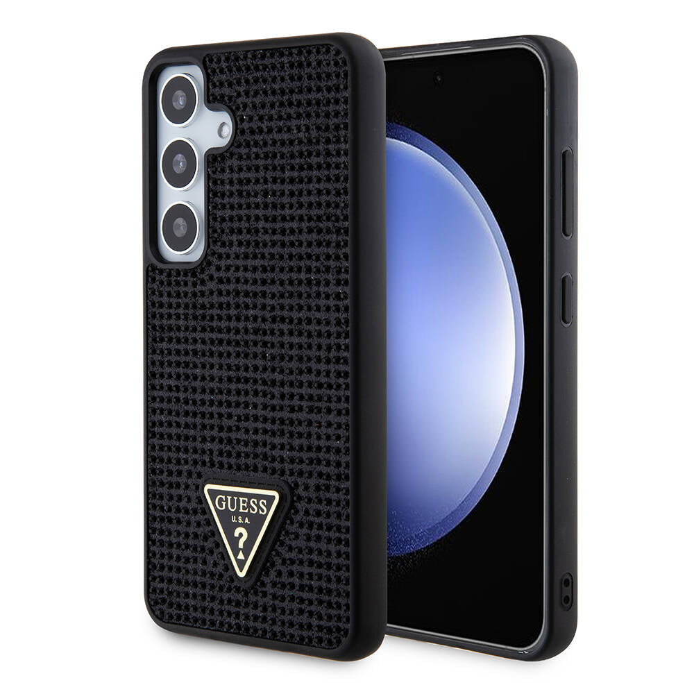 Guess Custodia per Samsung Galaxy S24+ S926, Guess, Logo Triangolo di Strass, Nera
