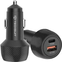 Caricabatterie Auto Techsuit C7 CarbonVolt, 48W, 3A, 1 x USB-A - 1 x USB-C, Nero — 3
