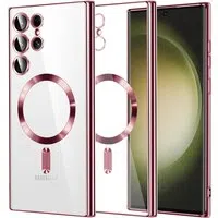 Custodia MagSafe per Samsung Galaxy S23 Ultra S918, Techsuit, Luxury Crystal, Rosa — 3