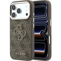 Custodia per Apple iPhone 18 Pro / 17 Pro, Guess, Logo 4G Grande in Resina, Marrone