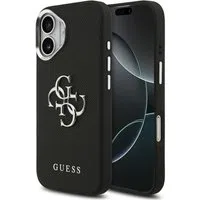 Custodia per Apple iPhone 17, Guess, 4G Grained Big and Classic Logo, Nera Argentata — 3