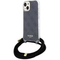 Custodia per Apple iPhone 15, Guess, 4G IML Printed Crossbody, Nera — 3