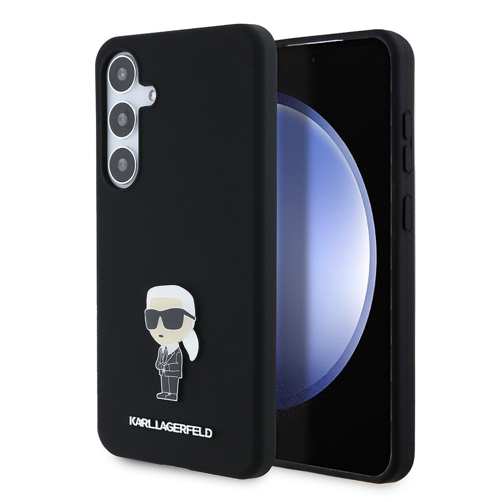Karl Lagerfeld Custodia per Samsung Galaxy S24+ S926, Karl Lagerfeld, Silicone Ikonik Karl Metal, Nera
