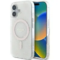 Custodia MagSafe per Apple iPhone 16, Guess, IML 4G Background, Bianca — 3