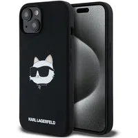 Custodia MagSafe per Apple iPhone 15 Plus, Karl Lagerfeld, Silicone Choupette's Head, Nera — 3