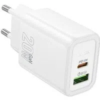 Caricabatterie Rete HOCO N61, 20W, 3A, 1 x USB-A - 1 x USB-C, Bianco — 3