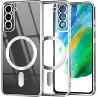 Custodia MagSafe per Samsung Galaxy S21 FE 5G G990, Techsuit, Luxury Crystal, Argento — 3
