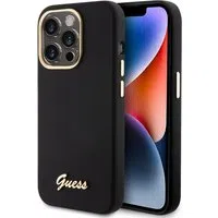Custodia per Apple iPhone 15 Pro, Guess, Script Metal Logo & Frame, Nera — 3