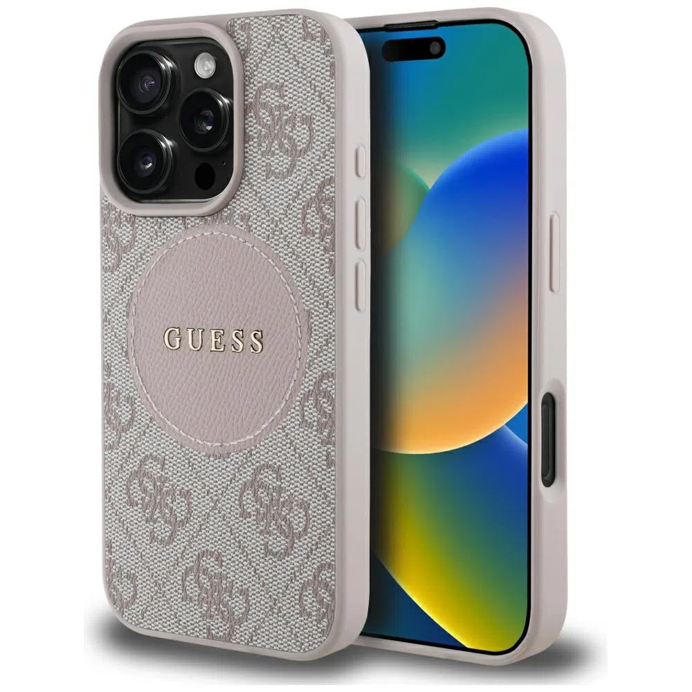 Custodia MagSafe per Apple iPhone 16 Pro Max, Guess, 4G Circle Classic Logo, Rosa — 2