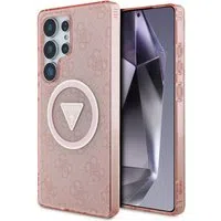 Custodia MagSafe per Samsung Galaxy S25 Ultra S938, Guess, IML Glitter 4G Circle Triangle, Rosa — 3
