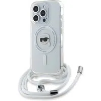 Custodia MagSafe per Apple iPhone 15 Pro, Karl Lagerfeld, IML Crossbody Karl's Head, Trasparente — 3
