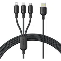Cavo di Ricarica USB-A - Lightning / microUSB / USB-C Baseus Silky 3in1, 100W, 1.5m, Nero P10377705123-00 — 3
