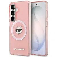 Custodia MagSafe per Samsung Galaxy S26 Plus S947, Karl Lagerfeld, IML Choupette Head on KL Repeated Logo, Rosa — 3