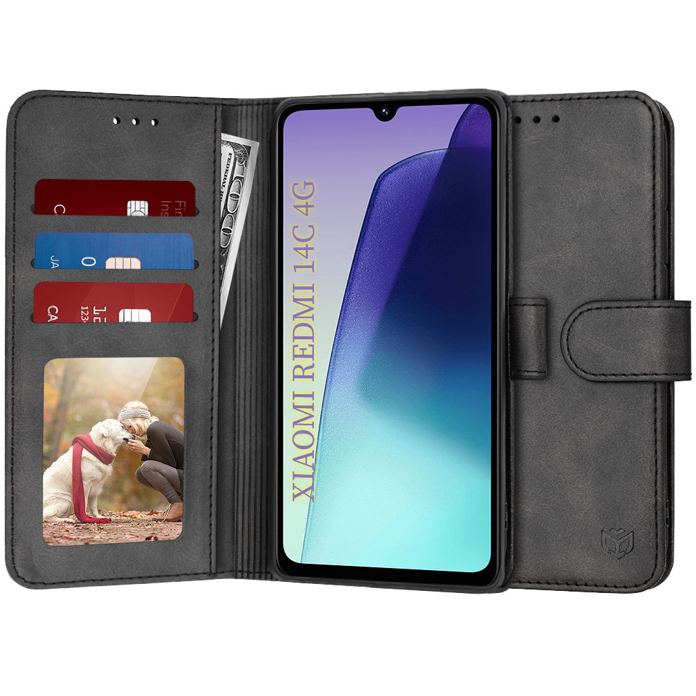 Techsuit Custodia per Xiaomi Poco C75 / Redmi 14C, Techsuit, Diary Book, Nera