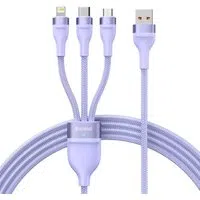 Cavo di Ricarica USB-A - Lightning / microUSB / USB-C Baseus Flash Series II 3in1, 66W, 1.2m, Viola CASS040005 — 3