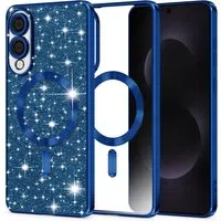 Custodia MagSafe per Samsung Galaxy S25 Edge S937, Techsuit, Luxury Glitter, Blu Scuro — 3