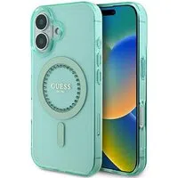 Custodia MagSafe per Apple iPhone 16, Guess, IML Rhinestone, Verde — 3