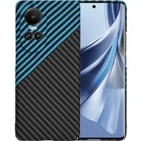 Custodia per Oppo Reno10 / Reno10 Pro, Techsuit, Carbonite FiberShell, Nero Bleu — 3