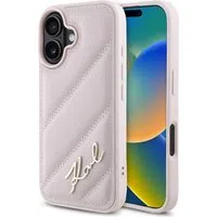 Custodia per Apple iPhone 16, Karl Lagerfeld, Diagonal Quilted Script, Rosa — 3