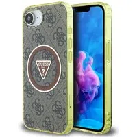 Custodia MagSafe per Apple iPhone 17e / 16e, Guess, IML Glitter 4G Circle Triangle, Marrone — 3