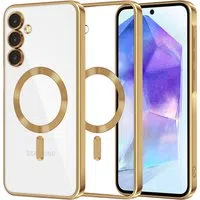 Custodia MagSafe per Samsung Galaxy A55 5G A556, Techsuit, Luxury Crystal, Dorata — 3