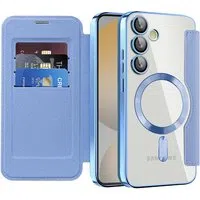 Custodia MagSafe per Samsung Galaxy S24 FE S721, Techsuit, SmartMag Book, Blu — 3
