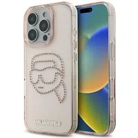 Custodia per Apple iPhone 16 Pro, Karl Lagerfeld, IML Rhinestones Karl's Head, Rosa — 3