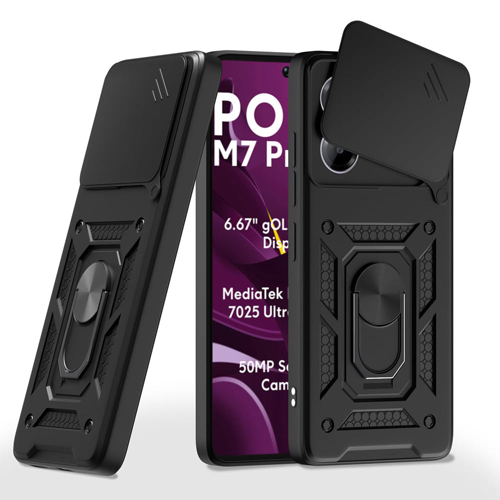 Custodia per Xiaomi Poco M7 Pro 5G, Techsuit, CamShield, Nera