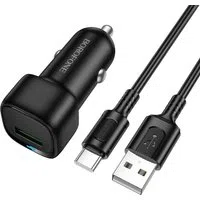 Caricabatterie Auto con Cavo USB-C Borofone BZ34 Cloud, 18W, 3A, 1 x USB-A, Nero — 3