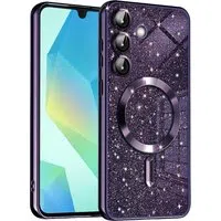 Custodia MagSafe per Samsung Galaxy A16 5G A166 / A16 4G A165, Techsuit, Luxury Glitter, Viola Scuro — 3