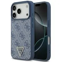 Custodia MagSafe per Apple iPhone 17 Pro, Guess, 4G Triangle Strass, Blu — 3