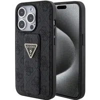 Custodia per Apple iPhone 15 Pro Max, Guess, Grip Stand 4G Triangle Strass, Nera — 3