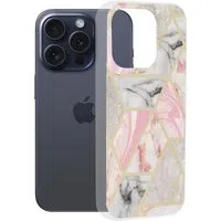 Custodia per Apple iPhone 15 Pro, Techsuit, Marble, Rosa — 3