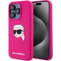 Custodia MagSafe per Apple iPhone 15 Pro, Karl Lagerfeld, Silicone Karl's Head, Fucsia — 3