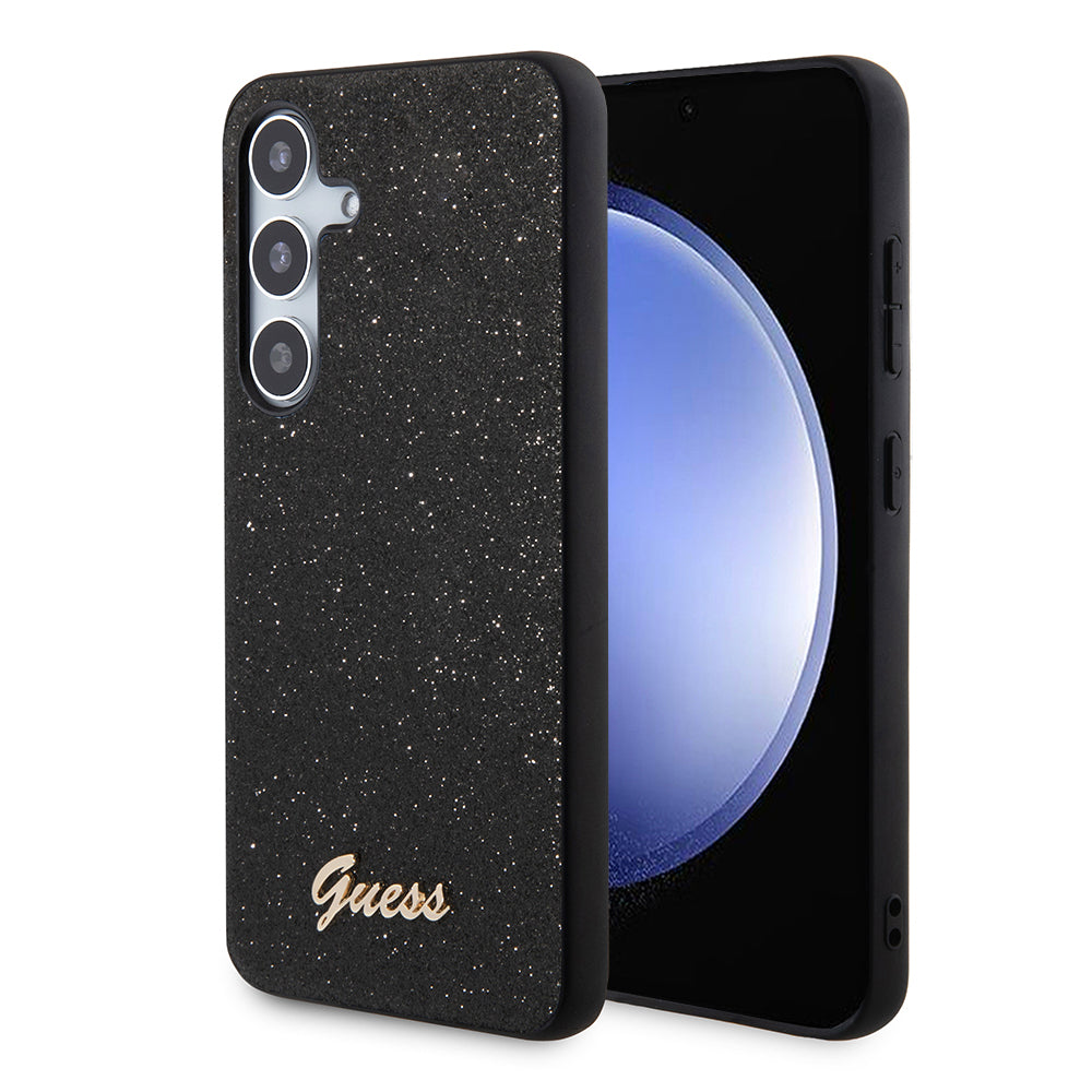 Guess Custodia per Samsung Galaxy S24 S921, Guess, Glitter Script, Nera