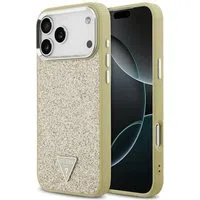 Custodia MagSafe per Apple iPhone 17 Pro Max, Guess, Glitter Triangle Logo, Dorata — 3