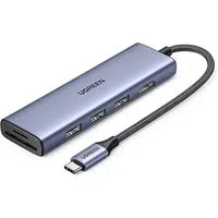 Hub USB-C UGREEN CM511 (20956A), 3 x USB-A 3.0 - 1 x HDMI - 1 x SD - 1 x microSD, Grigio — 3