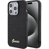 Custodia per Apple iPhone 15 Pro, Guess, PU Square Mirror Script Logo, Nera — 3